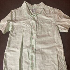 Cat & Jack Boys Short Sleeve Button-Up – Mint Green (Size S 6/7)